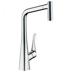 Hansgrohe Metris M71 Mitigeur d'évier 320 avec douchette extractible 2 jets, Chrome (14820000)