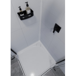  Panier de douche 22 cm en acier inoxydable, Noir (SATDPOLMC)