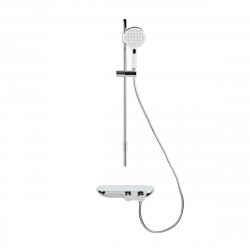  Ensemble de douche avec douchette 3 jets, mitigeur thermostatique, barre 90.5cm, Chrome/Blanc (SATSSTKPF1)