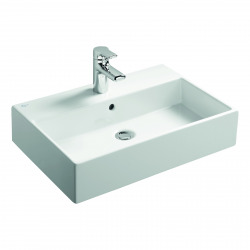  Ensemble Lavabo 60x42cm + Bonde clic-clac + Siphon de lavabo, Chrome (K077801-SET)