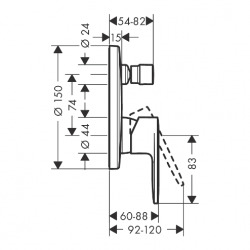  Vernis Blend Set de finition pour mitigeur bain/ douche encastré, Chrome (71466000)