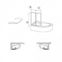  Supernova Pare baignoire L426x400 mm H1500 mm, 2 volets, orientation gauche, Blanc (VSK2RO150R0L)