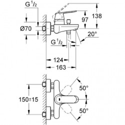  Eurosmart Cosmopolitan Mitigeur monocommande 1/2" bain/douche, Chrome (G-32831000)