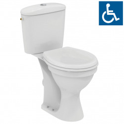 Ideal Standard Astor 2 - Pack WC à poser PMR sans bride et surélevé + Abattant avec frein de chute (R038101)