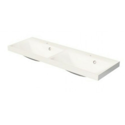  Vasque double Naturel Cube Way 120x40 cm deux trous de robinetterie CU212050