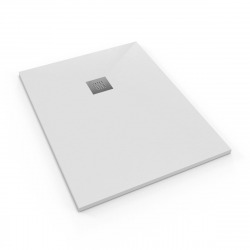 Alek Receveur de douche rectangulaire 140x80cm avec siphon, en marbre coulé, Blanc (SATALEK14080B-S)