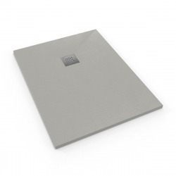  Alek Receveur de douche rectangulaire 140x90cm avec siphon, en marbre coulé, Gris (SATALEK14090S-S)