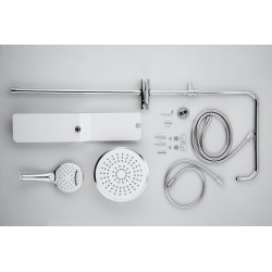  Colonne de douche avec tête de douche et douchette 3 fonctions, Chrome (SATPIPE)