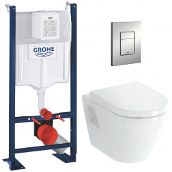 Pack WC Bâti Autoportant Rapid SL + WC Vitra Integra + Abattant en Duroplast + Plaque chrome mat