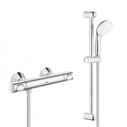 Grohe Precision Flow Set de Mitigeur de douche thermostatique + Douchette 2 jets + Barre de douche 600mm + Flexible 1750mm, Chrome