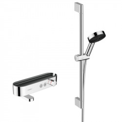 Hansgrohe ShowerTablet Select Set Mitigeur Thermostatique douche/bain + Douchette 105mm 3 jets + Flexible douche 160cm + Barre 65cm