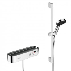 Hansgrohe ShowerTablet Select Set Mitigeur de douche thermostatique + Douchette 105mm 3 jets + Flexible douche 160cm + Barre 65cm, Chrome