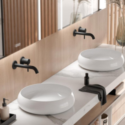 Mitigeur de lavabo mural 2 trous à encastrer, Noir mat (382453976)