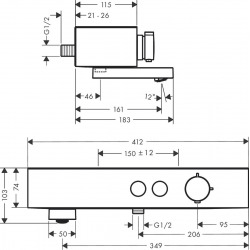  ShowerTablet Select Set Mitigeur Thermostatique douche/bain + Douchette 105mm 3 jets + Flexible douche 160cm + Barre 65cm