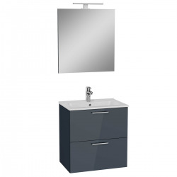 Vitra  Mia ensemble meuble 59x61x39,5 cm avec miroir, lavabo et éclairage LED, Anthracite brillant (MIASET60A)