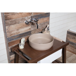  Set vasque à poser 39x39x12cm sans trop-plein + bonde à écoulement libre Infinitio marron mat