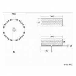  lot de 6 vasques à poser Infinitio 36 x 36 x 12 cm sans trop-plein, blanc brillant (SATINF3636-GVP06)