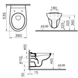  Pack WC Bati-support Geberit Duofix + WC suspendu  Vitra Normus + Abattant softclose + Douchette bidet + Plaque blanche