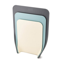 Planches à découper lot de 3 avec support rangement vertical plastique gris (60122)