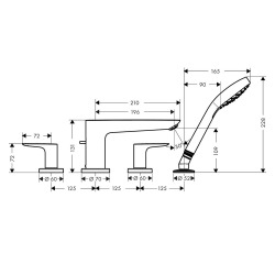  Talis E Mélangeur 4 trous bronze brossé pour montage sur bord de baignoire (71748140)