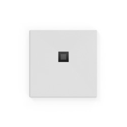 Alek Receveur de douche carré 80x80cm avec siphon, en marbre coulé, Blanc (SATALEK80QB-S)