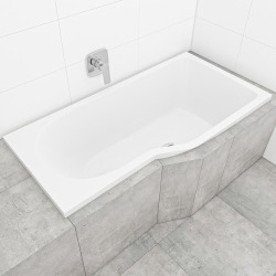 160x80 cm Beata Plus baignoire bain douche asymétrique en acrylique positionnement droite, sans pieds, blanc (BE1600PPLUS)