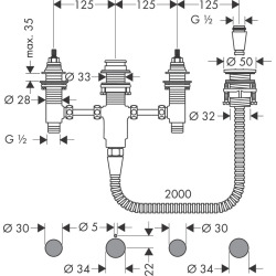  Corps d'encastrement pour combiné mélangeur 4 trous de baignoire (13244180)