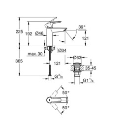 START Mitigeur monocommande lavabo taille M, avec bonde clic-clac, noir mat (235752432)