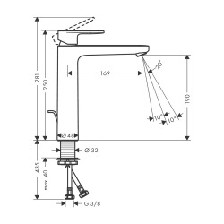 Vernis Blend Mitigeur de lavabo 190 avec tirette et vidage synthétique, Noir mat (71552670)