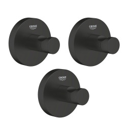 Grohe Lot de trois START patère mural, noir mat (411732430-GroheBlackTrio)