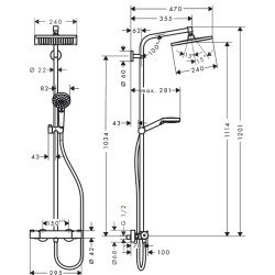  Crometta E 240 EcoSmart Colonne de douche 1 jet Showerpipe (27281000)