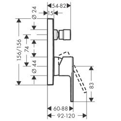  Vernis Shape Set de finition pour mitigeur bain/douche encastré, Noir mat (71468670)