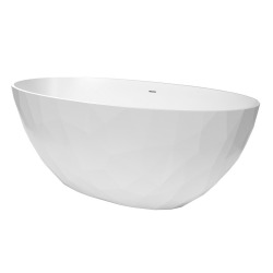 Meda Baignoire ilot autoportante 167x82,3 cm en marbre coulé 309L, blanc (SATME1670):