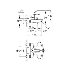  START mitigeur Bain/douche 1/2", noir mat (G-322782432)