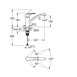  START mitigeur monocommande évier, noir mat (G-324412432)