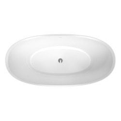  Paula 167x81,8 cm Baignoire îlot en marbre Coulé 260L, sans pieds, blanc (SATPA1670)