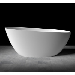 Amika Baignoire îlot 157x68, en Marbre Coulé 210L, Blanc (SATAMI1570)