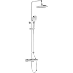 Vitra  AQUAHEAT JOY Colonne de douche thermostatique, tête de douche XXL 220 mm + Douchette 3 jets, Chrome (A47200EXP)