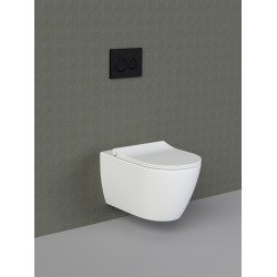 Pack WC bâti-support avec Cuvette Duravit Starck 3 sans bride + Abattant softclose + Plaque Blanc chromé (GebStarck3)