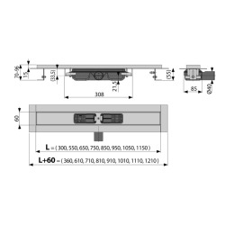  Receveur de douche 75 cm en acier inoxydable (APZ101-750)
