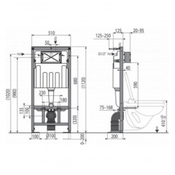 Pack WC bâti-autoportant + WC SAT sans bride fixations invisibles + Abattant softclose + Plaque blanche (SMART-SATrimless-9)
