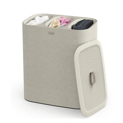 Joseph Joseph Tota panier de séparation du linge, 3 compartiments, facile à vider, 90 litres, écru (50021)