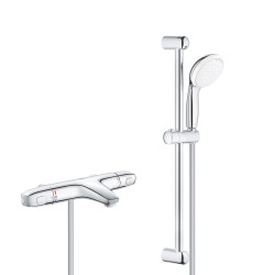 Grohe Set Mitigeur thermostatique Bain / Douche Grohtherm 1000 + Ensemble de douche 2 jets Tempesta 100 (34156003-Tempesta)