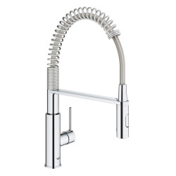 Grohe Quickfix Mitigeur cuisine semi-pro avec ressort et douchette 2 jets, Chrome (MM300306010000)