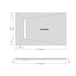  Aqua Line easy receveur à carreler avec barrette 1400 x 900 (4521690)