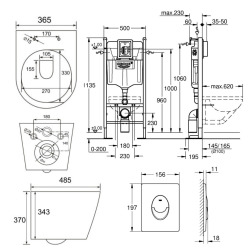 Pack WC Bâti 113 cm autoportant + WC Swiss Aqua Technologies Infinitio sans bride + Plaque chrome (ProjectInfinitio-1)