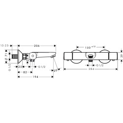  Ecostat Universal Mitigeur thermostatique bain/douche, Chrome (13123000)