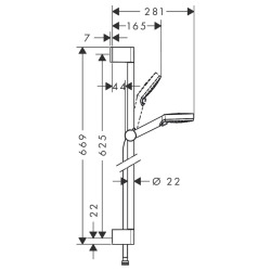  Set Crometta Vario / Unica'Croma 0,65m, blanc/chromé (26532400)