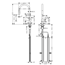  Talis M54 Mitigeur de cuisine 210, avec douchette extractible 2 jets, Noir mat (72800670)