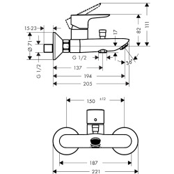  Talis E Mitigeur bain/douche avec Limiteur de température, Bronze brossé (71740140)